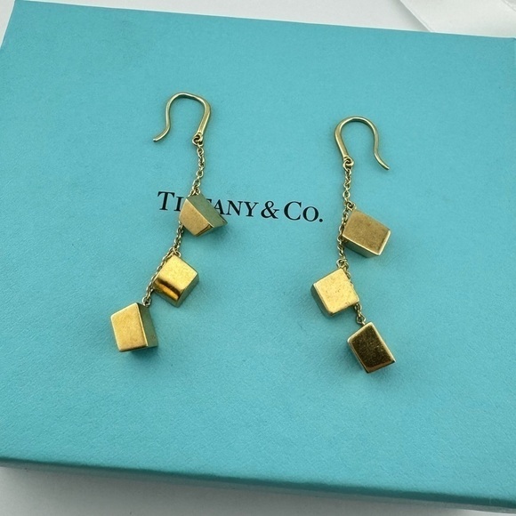 Tiffany & Co. Frank Gehry Torque Drop Earrings 18k Yellow Gold RARE - Picture 7 of 10